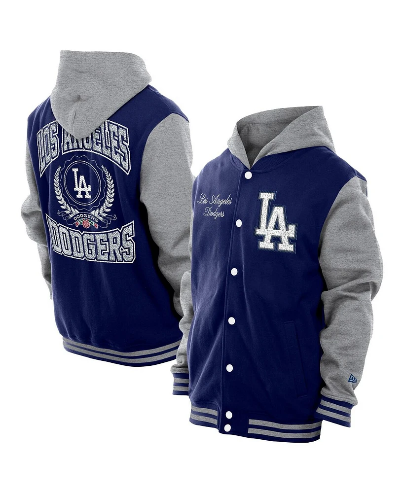 New Era Men's Royal Los Angeles Dodgers Throwback Prep Full-Snap Hoodie Jacket