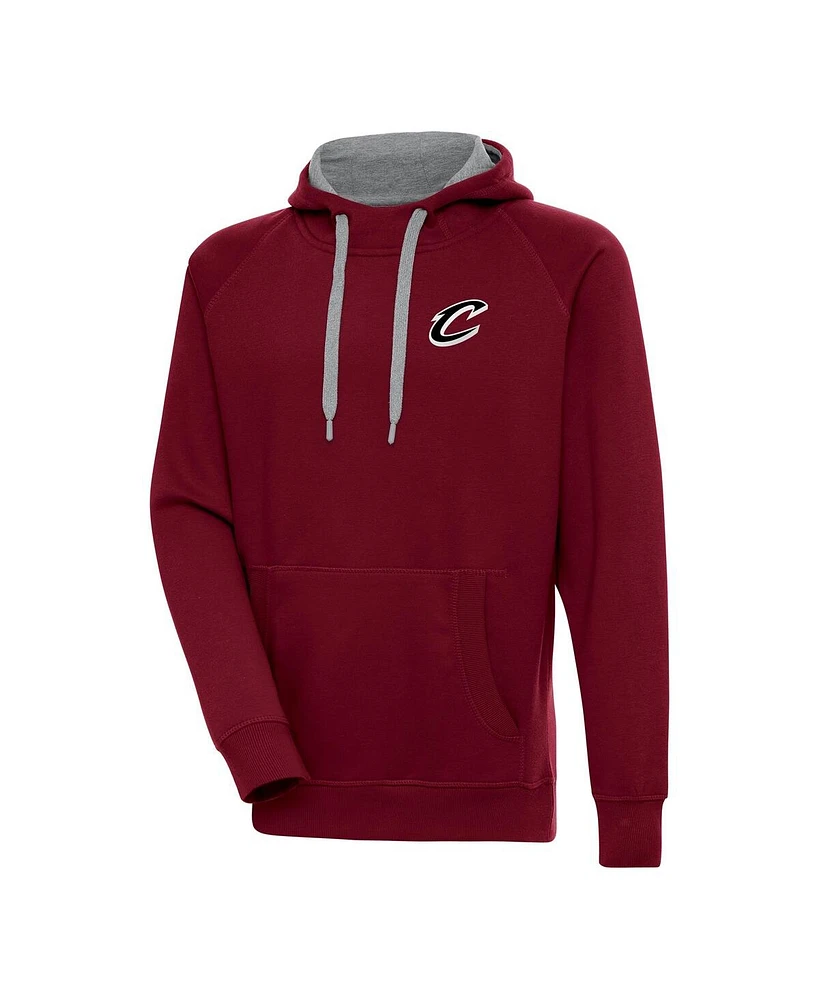 Antigua Men's Wine Cleveland Cavaliers Metallic Logo Victory Raglan Pullover Hoodie