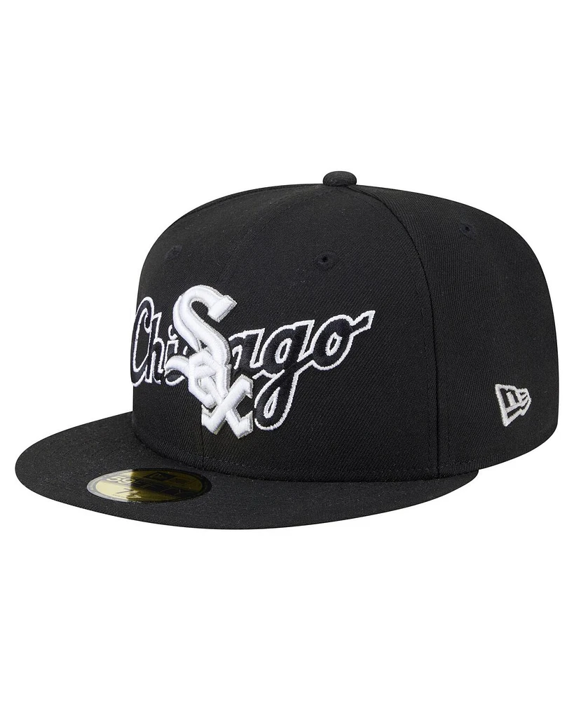 New Era Men's Black Chicago White Sox Overlap 59FIFTY Hat