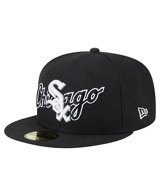 New Era Men's Black Chicago White Sox Overlap 59FIFTY Hat