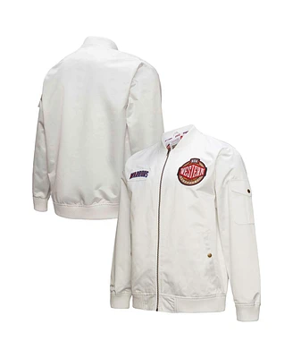 Mitchell & Ness Men's White Golden State Warriors Hardwood Classics Nights Team Leader Satin Full-Zip Jacket