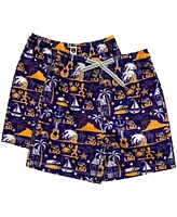 Wes & Willy Big Boys and Girls Purple Lsu Tigers Luau Swim Trunks