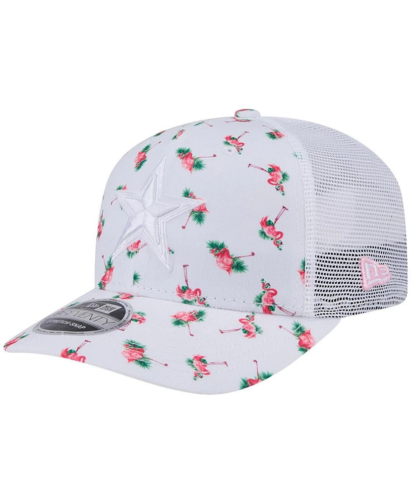 New Era Men's White Dallas Cowboys Adventure Flamingo Pattern 9SEVENTY Stretch-Snap Hat