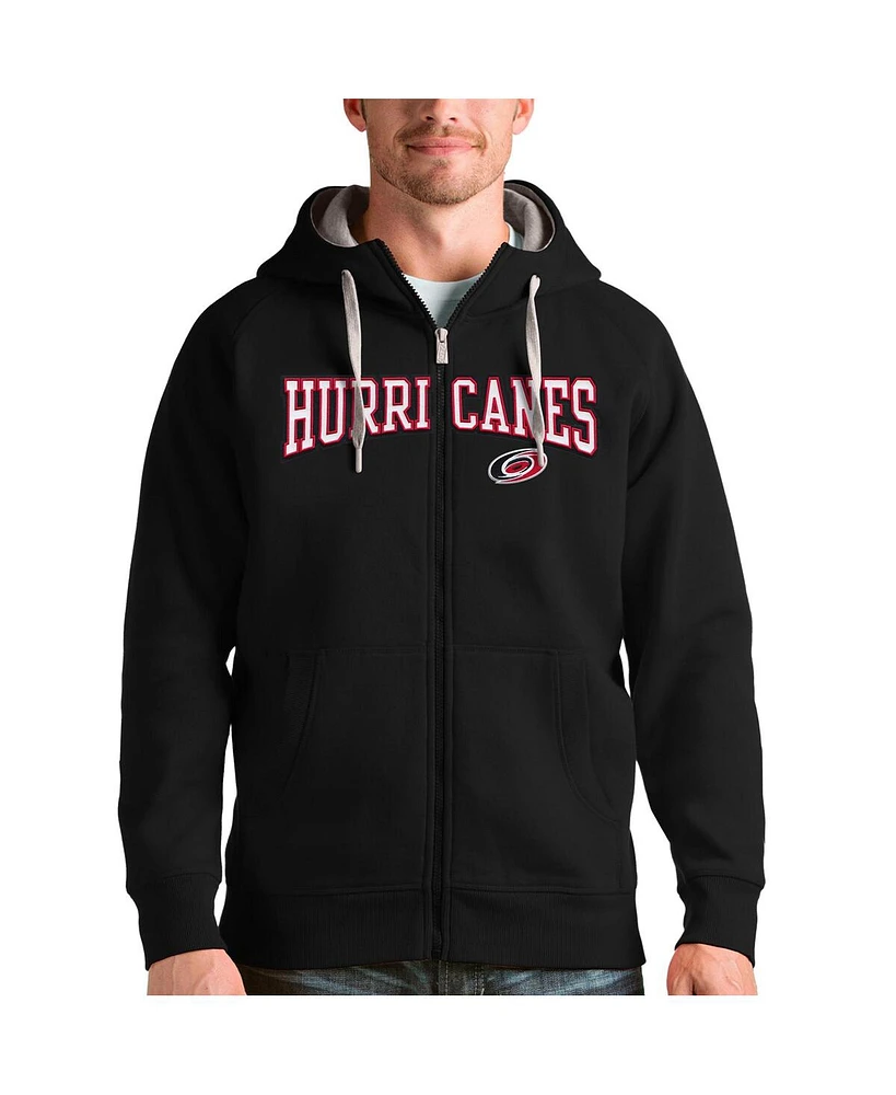 Antigua Men's Black Carolina Hurricanes Wordmark Victory Full-Zip Hoodie