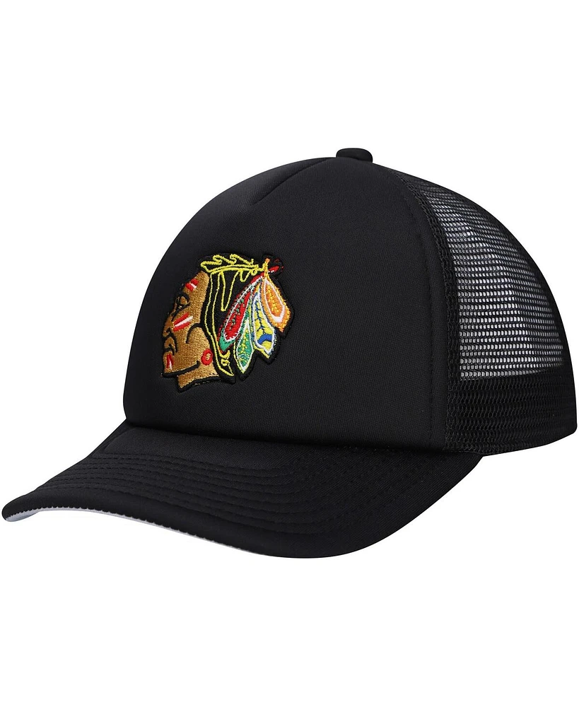 Mitchell & Ness Big Boys and Girls Black Chicago Blackhawks Core Trucker Adjustable Hat