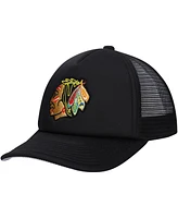 Mitchell & Ness Big Boys and Girls Black Chicago Blackhawks Core Trucker Adjustable Hat