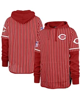 '47 Brand Men's Red Cincinnati Reds Pinstripe Double Header Pullover Hoodie