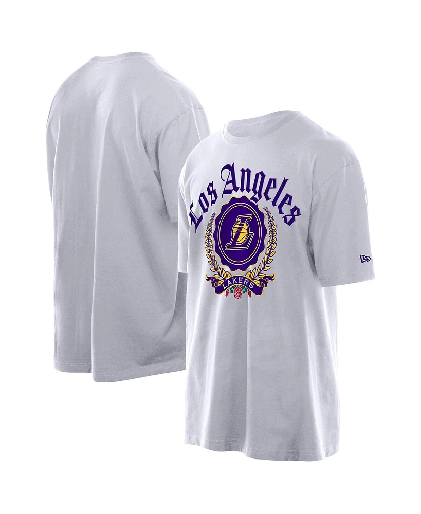New Era Men's White Los Angeles Lakers Throwback Prep Oversized T-Shirt
