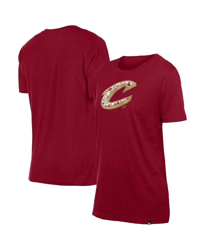 New Era Women's Wine Cleveland Cavaliers Glam Game Flower T-Shirt
