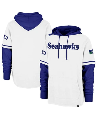 '47 Brand Men's White Seattle Seahawks Throwback Shortstop Pullover Hoodie
