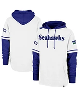 '47 Brand Men's White Seattle Seahawks Throwback Shortstop Pullover Hoodie