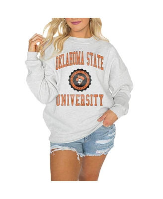 Gameday Couture Women's Steel Oklahoma State Cowboys Good Vibes Premium Fleece Drop Shoulder Pullover Sweatshirt