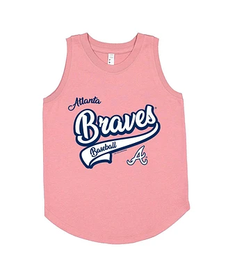 Soft as a Grape Big Girls Pink Atlanta Braves Tank Top