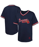 Outerstuff Big Boys and Girls Navy Atlanta Braves Relief Pitcher V-Neck T-Shirt