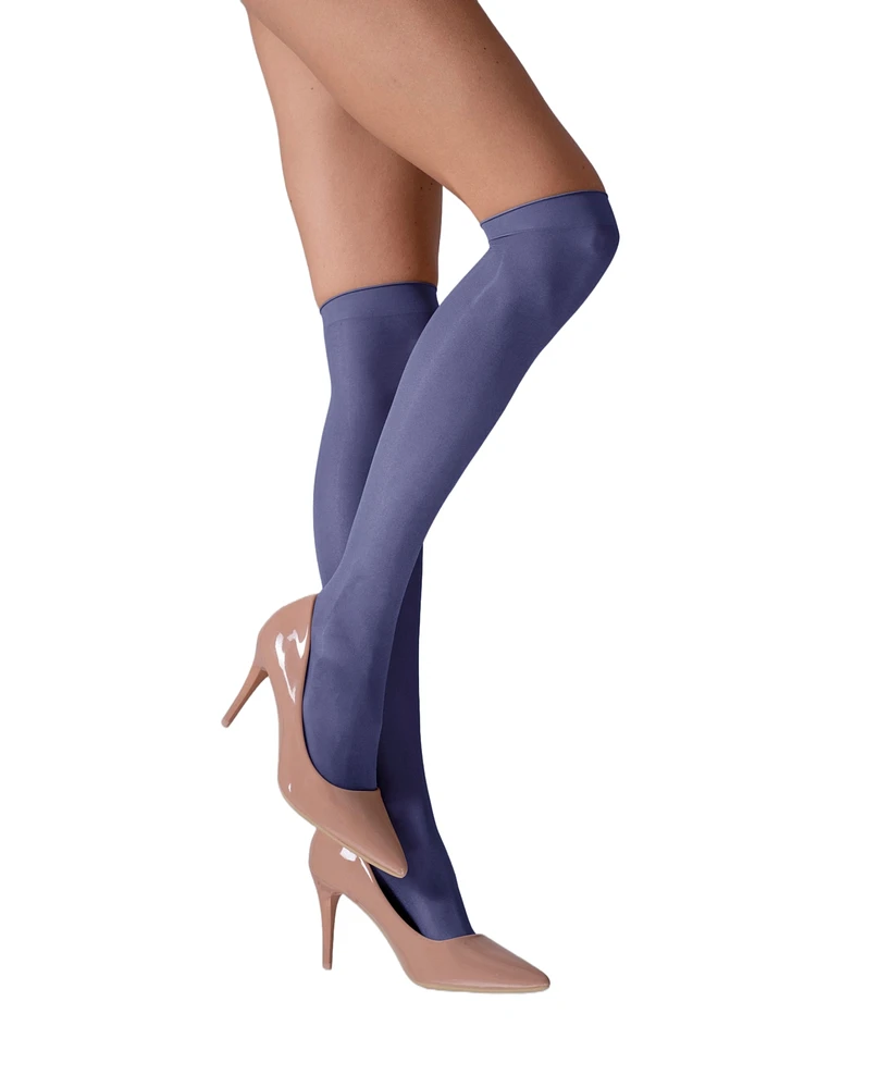 Lechery Women's Set of 2 Lustrous Silky Shiny Sheer Dress Knee-high Stockings Socks SKU15049-bl