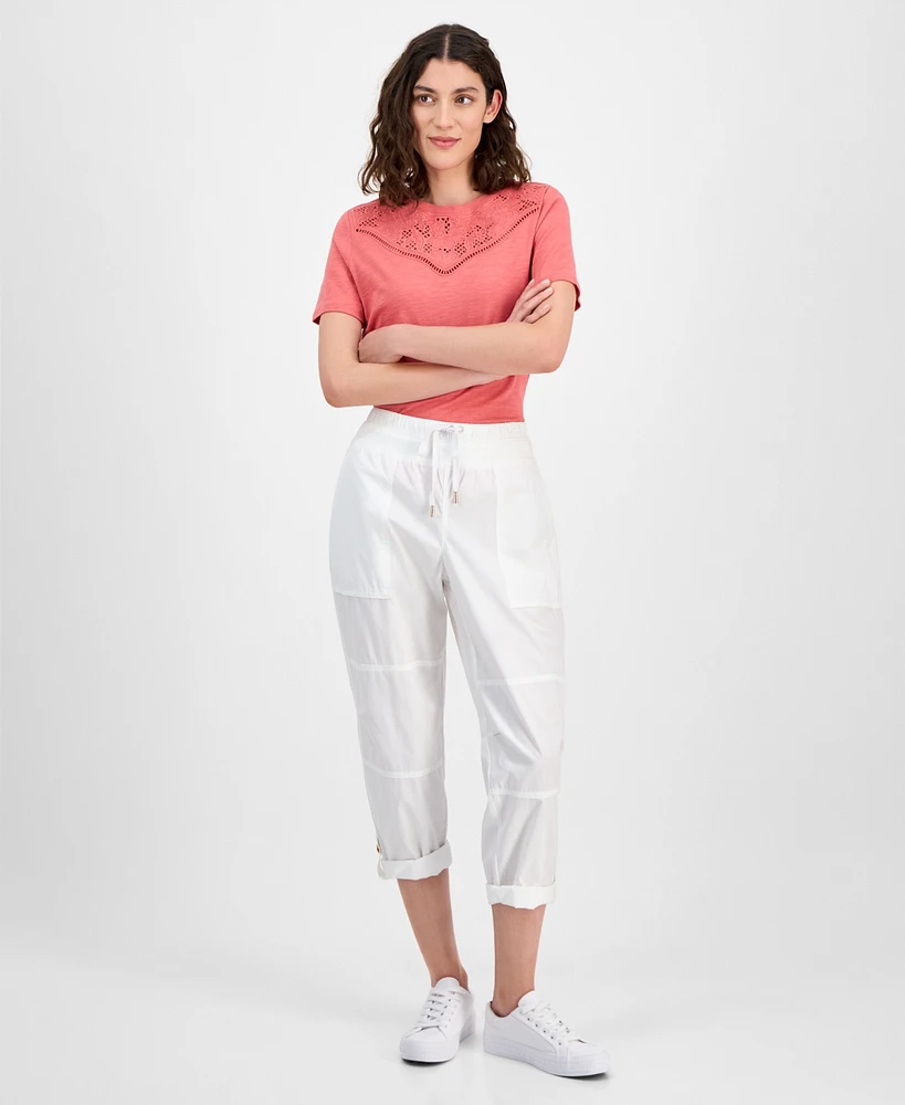 Nautica Jeans Women's Cotton Roll-Tab Utility Pants