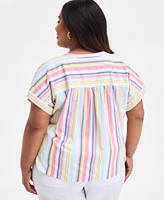 Style & Co Plus Printed Short-Sleeve Blouse
