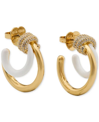 kate spade new york Gold-Tone Medium Pave Knot Layered Hoop Earrings, 1.12"