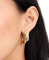 kate spade new york Gold-Tone Medium Pave Knot Layered Hoop Earrings, 1.12"