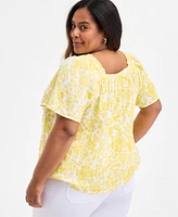 Style & Co Plus Short-Sleeve Top, Exclusively at Macy's