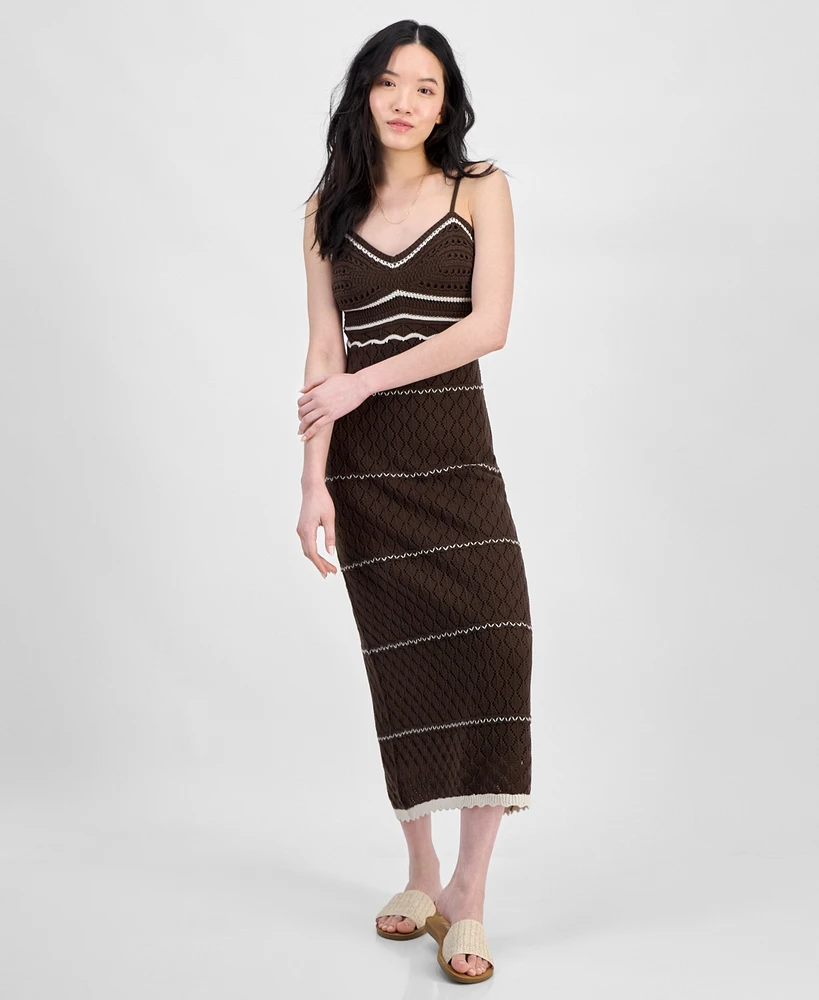 Freshman Juniors' Sleeveless Crochet Midi Dress