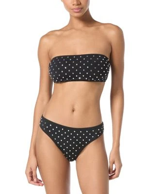 Michael Michael Kors Womens Studded Bandeau Top Studded High Leg Bikini Bottom