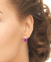 Lab Grown Pink Sapphire (3-1/10 ct. t.w.) & Lab Grown White Sapphire (3/8 ct. t.w.) Oval Stud Earrings in Sterling Silver