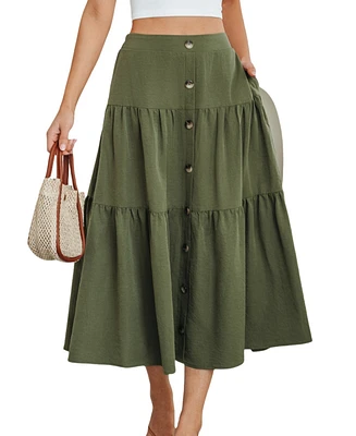 Cupshe Women's Mossy Trail Green Midi Skirt
