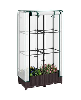 Outsunny Raised Flower Bed with Trellis, 31.5" x 15.7" x 48.8",