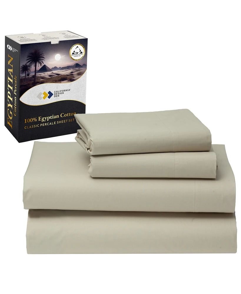 Certified Luxury 100% Egyptian Cotton Bed Sheets Full Set - Classic Percale, Deep Pockets, Cool and Durable Bedding