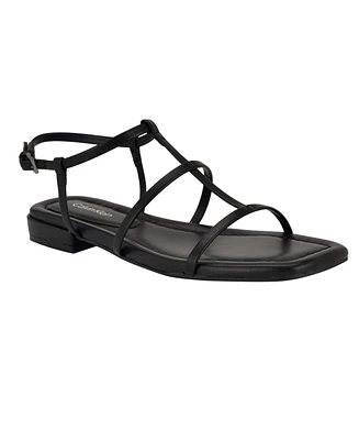 Calvin Klein Women's Sallia Strappy Caged Flat Sandals