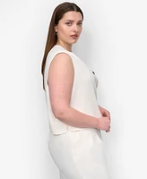 Dkny Plus Aero Crepe Button-Front Vest