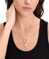 kate spade new york Gold-Tone Freshwater Pearl Pendant Necklace, 18" + 3" extender