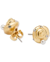 Kate Spade New York Gold-Tone Pave & Imitation Pearl Shell Stud Earrings