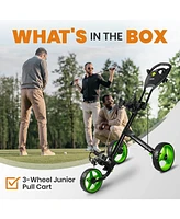 Jovial Foldable 3-Wheel Junior Golf Pull Cart with Scorecard Holder