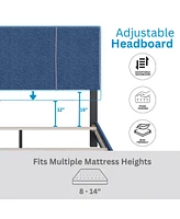 Boyd Sleep Lucelle Upholstered Platform Bed with Headboard, Mattress Foundation with Strong 4 Wood Slat Supports