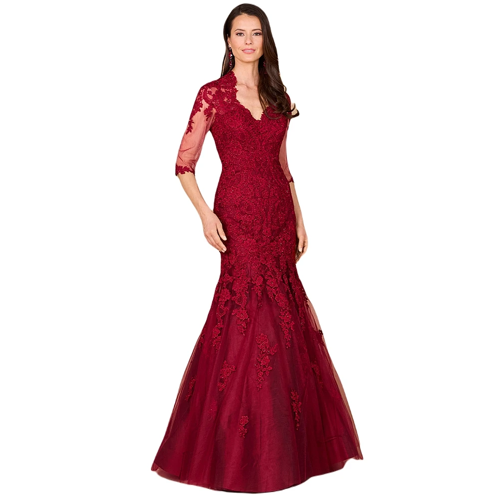 Lara Women's Long Sleeve, Mermaid Lace Gown