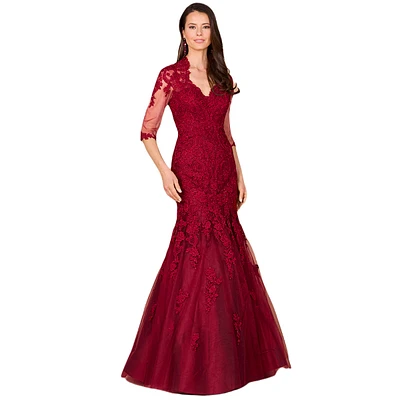 Lara Women's Long Sleeve, Mermaid Lace Gown