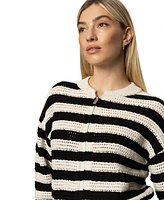 Sanctuary Women's Cotton Stripe Open-Knit Bomber Jacket
