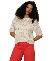 Sanctuary Women's Cotton Openwork Macrame Crewneck Tee