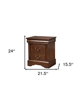 Space-Saving Solid Wood 2-Drawer Nightstand for Small Spaces