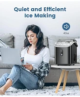 Zafro Nugget Ice Maker Countertop with Handle, 35Lbs/24Hrs,7 Mins Fast Making, Stainless Steel Pellet Basket/Ice Scoop for Home