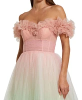 Mac Duggal Women's Off The Shoulder Ombre Tulle Ballgown