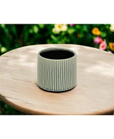 Striped Ceramic Round Planter – Versatile Pot for Indoor & Outdoor Spaces