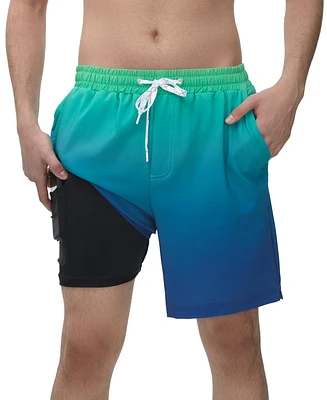 Rokka&Rolla Men's 7" Compression Liner Stretch Swim Trunks Upf 50+