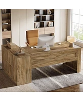 Tribesigns L-Shaped Executive Desk, Large Office Computer Table with File Cabinet, Modern Business Furniture with Storage Shelves for Home Office
