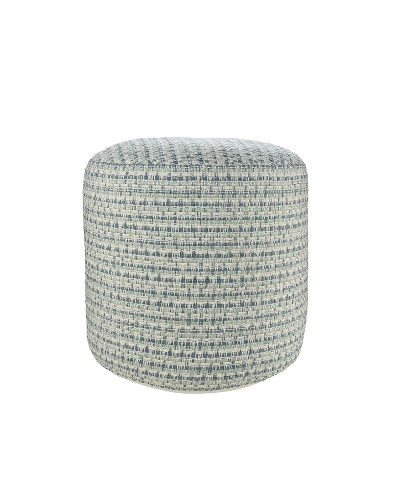 Round Geometric Polyester Pouf Ottoman for Indoor and Outdoor Seating