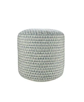 Round Geometric Polyester Pouf Ottoman for Indoor and Outdoor Seating