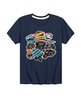 Hybrid Big Boys Hot Wheels Stickers Graphic T-Shirt