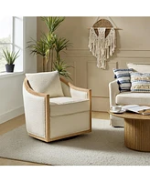 Zacharie Farmhouse Rattan Solid Wood Armchair